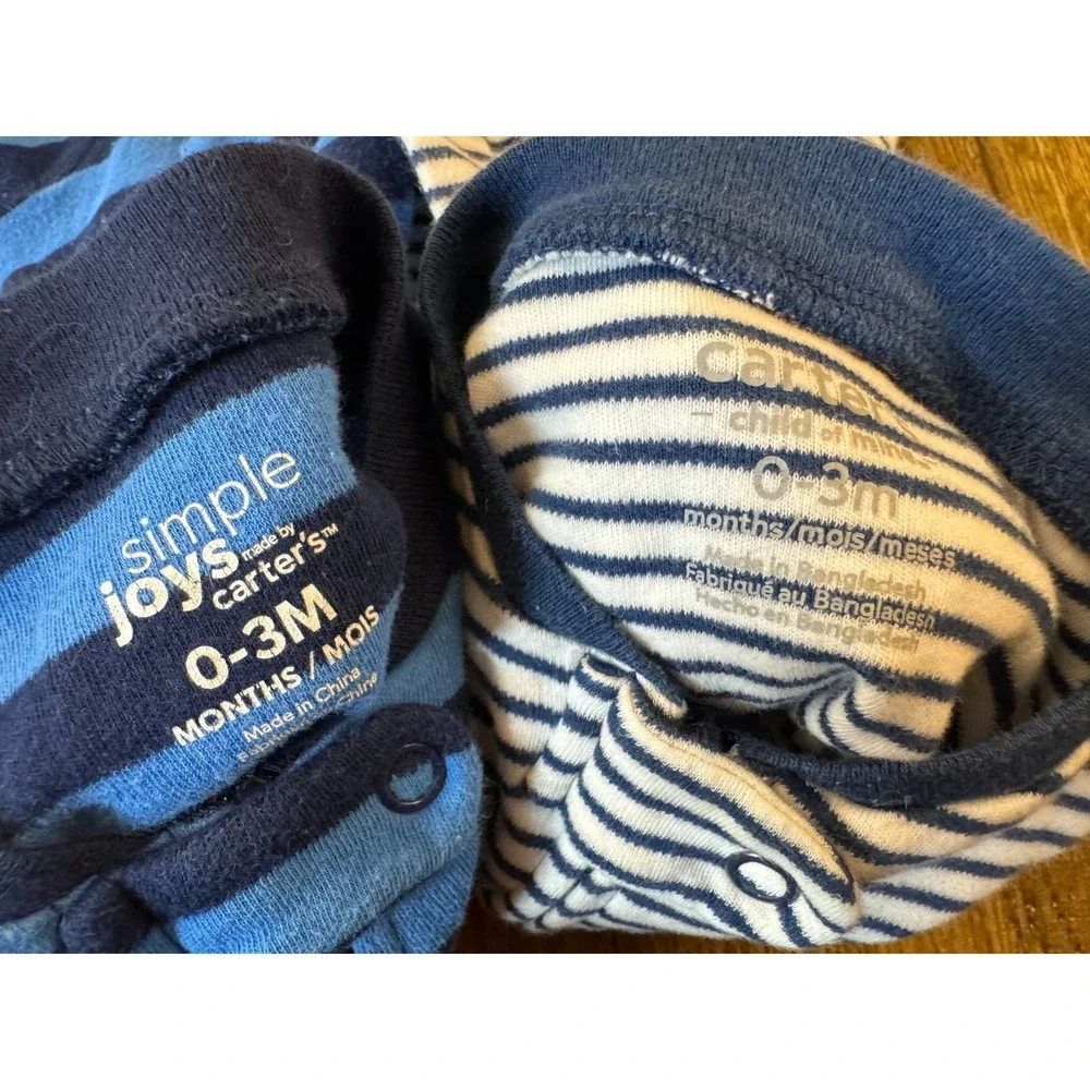 Baby Boy 0/3 Months Little Brother Footed Sleepers Outfits Zippered Sleep N Play